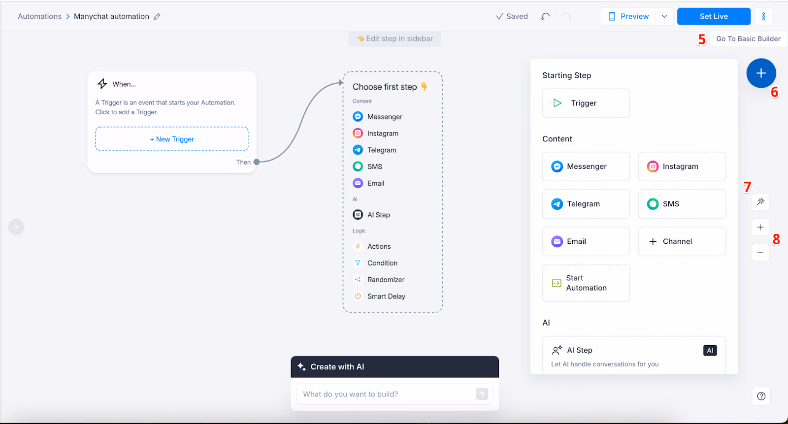 manychat automation workflow builder